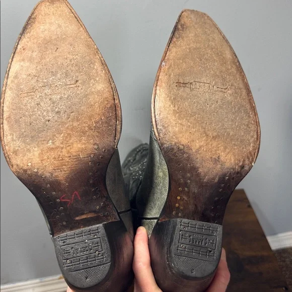 Vintage Corral Cowboy Boots Gray Leather Silver Studs Women's Size 10 - Picture 11 of 16